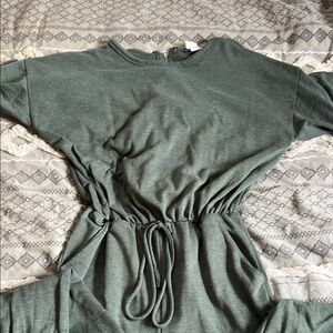 Green Drawstring Waist Jumpsuit